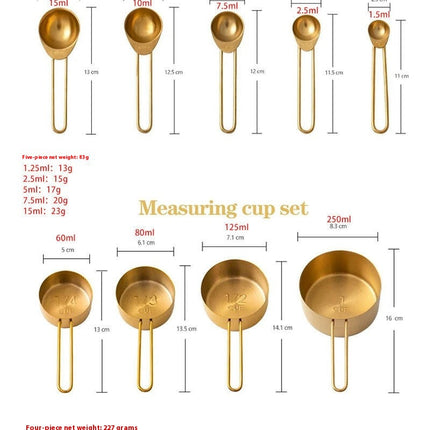 Measuring Cups and Spoons Set Food Grade Stainless Steel Measure set for Dry Liquid Measurement Kitchen