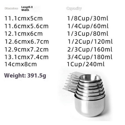 Measuring Cups Stainless Steel Stackable Set for Dry or Liquid Ingredients Measurement Kitchen Utensils