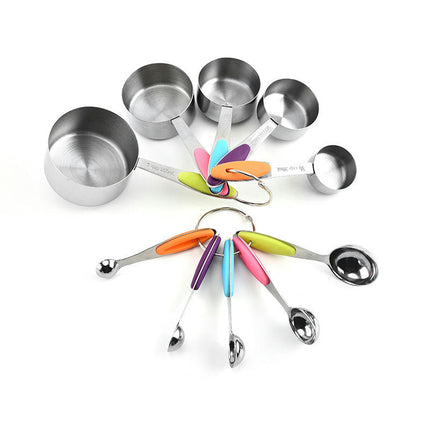 Measuring Cups and Spoons Sets Nesting Stainless Steel Measuring Cups Sets with Soft Touch Silicone Handles