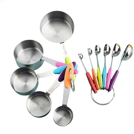 Measuring Cups and Spoons Sets Nesting Stainless Steel Measuring Cups Sets with Soft Touch Silicone Handles