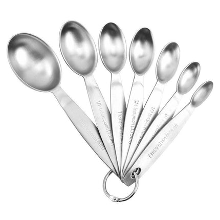 Stainless Steel Measuring Spoons Set Oval Metal Teaspoon & Tablespoon Measuring Spoons - Kitchen Tool