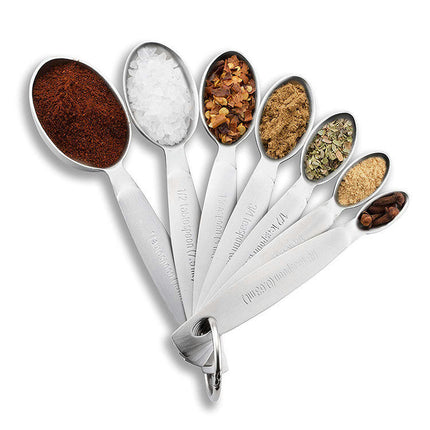 Stainless Steel Measuring Spoons Set Oval Metal Teaspoon & Tablespoon Measuring Spoons - Kitchen Tool