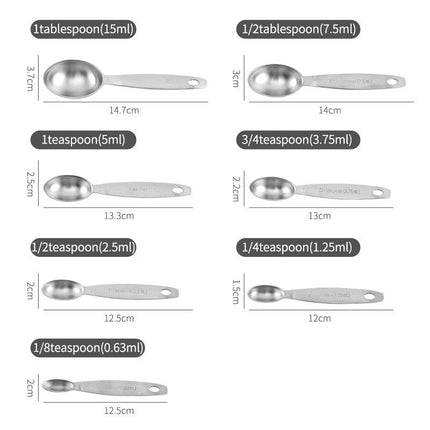 Stainless Steel Measuring Spoons Set Oval Metal Teaspoon & Tablespoon Measuring Spoons - Kitchen Tool