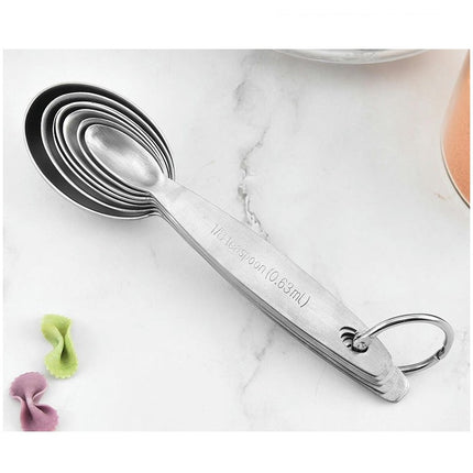 Stainless Steel Measuring Spoons Set Oval Metal Teaspoon & Tablespoon Measuring Spoons - Kitchen Tool