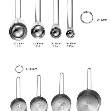 Measuring Spoons Stainless Steel Measuring Spoon Cups Sets - for Measuring Dry and Liquid Ingredients