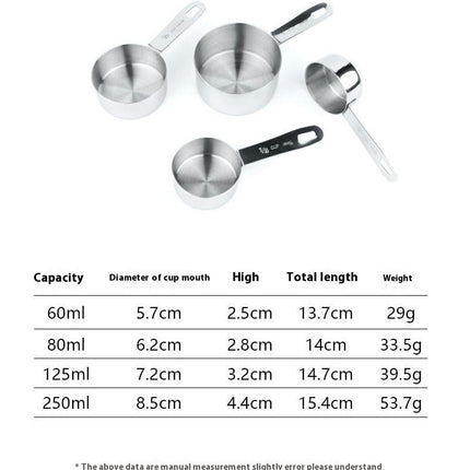 Stainless Steel Measuring Cups Set Steel Material Heavy Stainless Duty for Dry and Liquid Ingredients Set