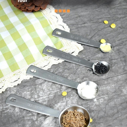 Stainless Steel Measuring Spoon Set Metal Kitchen Measuring Tools for Dry and Liquid Ingredients Set