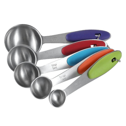 Measuring Cups and Spoons Set Nesting Stainless Steel Measuring with Soft Touch Silicone Handles Tablespoon