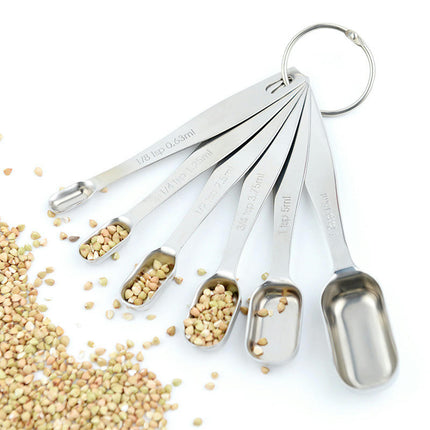 Heavy Duty Stainless Steel Metal Rectangular Measuring Spoons Set for Fits in Spice Jar Dry or Liquid Set