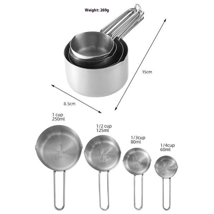 Set Stainless Steel Measuring Cup Spoo with Kitche Cooking Baking Supplies Bars Coffee Shops Kitchenware