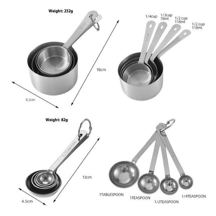 Measuring Cups and Measuring Spoons Set Stainless Steel Measuring Cups and Spoons Steel Heavy Duty Cooking