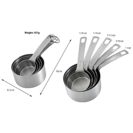 Stainless Steel Measuring Cup Set Nested and Stackable with Pieces Sturdy Handles with Lasered Markings