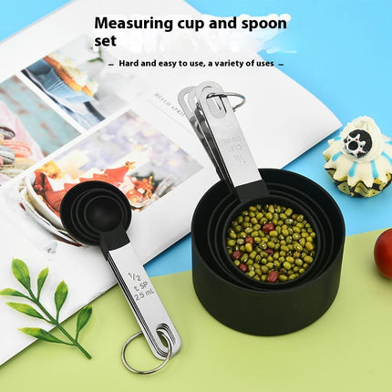 Plastic Measuring Cups Set Stackable Handle Accurate Tablespoon for Measuring Dry and Liquid Ingredient