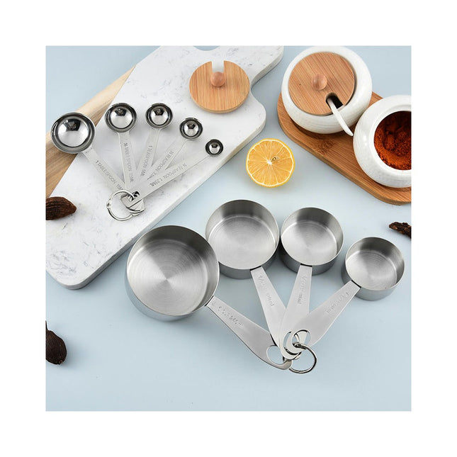 Measuring Cups and Spoons Set Dry Metal Measuring Cup Set of Stainless Steel Measuring Cups and Spoons