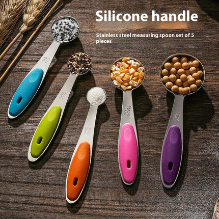 Measuring Cups Spoons Set Stainless Steel Pieces Stacking Kitchen Baking Cooking Food Measure Scoop Set