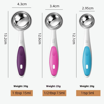 Measuring Cups Spoons Set Stainless Steel Pieces Stacking Kitchen Baking Cooking Food Measure Scoop Set