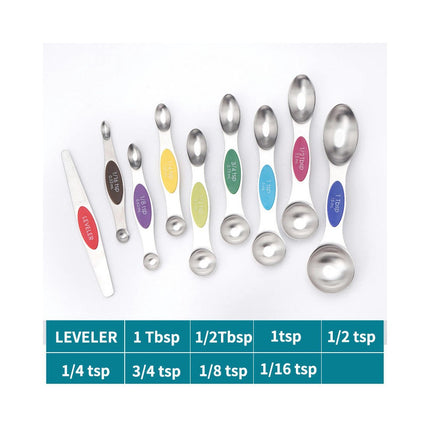 Magnetic Measuring Spoons Set of Stainless Steel Stackable Dual Sided Nesting Teaspoons and Tablespoons