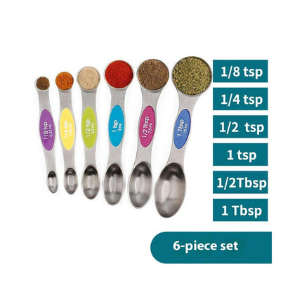 Magnetic Measuring Spoons Set of Stainless Steel Stackable Dual Sided Nesting Teaspoons and Tablespoons