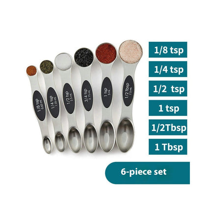 Magnetic Measuring Spoons Set of Stainless Steel Stackable Dual Sided Nesting Teaspoons and Tablespoons