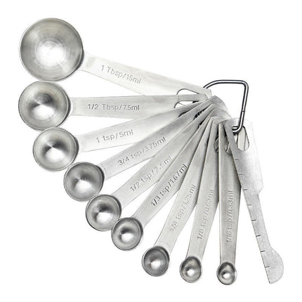 Measuring Spoons Stainless Steel Metal Kitchen Cooking Measuring Tools Set For Dry and Liquid Ingredients