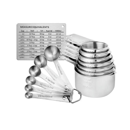 Multiple Piece Stainless Steel Measuring Cups & Spoons Set Cups And Spoons Kitchen Gadgets For Cooking & Baking