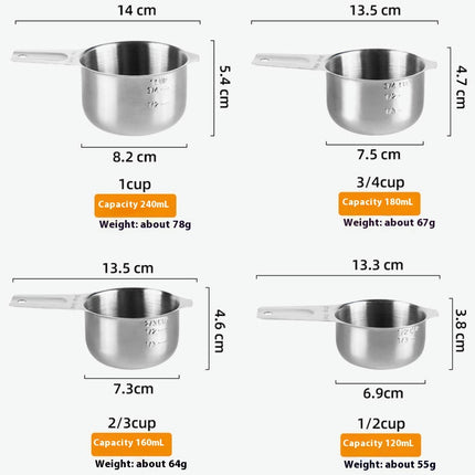 Multiple Piece Stainless Steel Measuring Cups & Spoons Set Cups And Spoons Kitchen Gadgets For Cooking & Baking