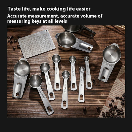 Multiple Piece Stainless Steel Measuring Cups & Spoons Set Cups And Spoons Kitchen Gadgets For Cooking & Baking