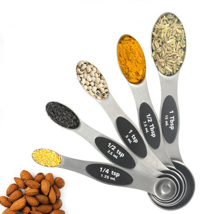 Magnetic Measuring Spoons Set Stainless Steel Dual Sided Stackable Measuring Spoons Teaspoon Tablespoon