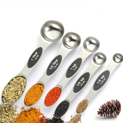 Magnetic Measuring Spoons Set Stainless Steel Dual Sided Stackable Measuring Spoons Teaspoon Tablespoon