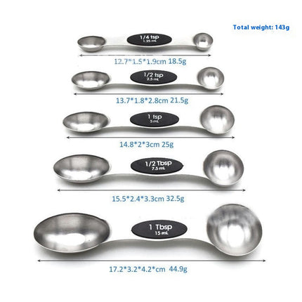 Magnetic Measuring Spoons Set Stainless Steel Dual Sided Stackable Measuring Spoons Teaspoon Tablespoon