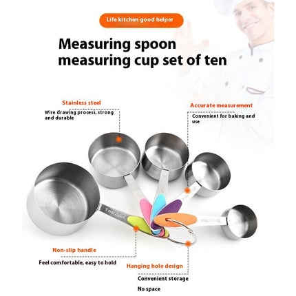 Nesting Stainless Steel Measuring Cups Set for Measuring Dry and Liquid Ingredients Cooking & Baking