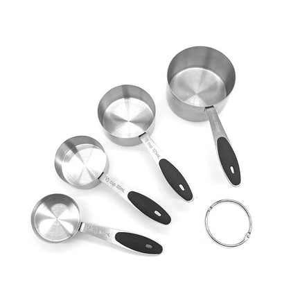 Kitchen Measuring Cups and Spoons Set Pieces Stainless Steel Measuring Cups Spoons with Silicone Handle