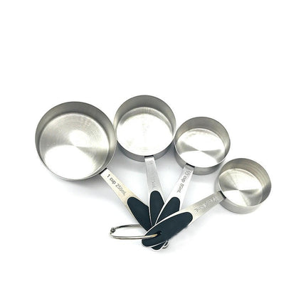 Kitchen Measuring Cups and Spoons Set Pieces Stainless Steel Measuring Cups Spoons with Silicone Handle