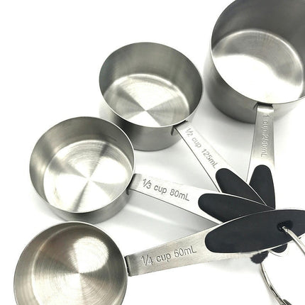 Kitchen Measuring Cups and Spoons Set Pieces Stainless Steel Measuring Cups Spoons with Silicone Handle