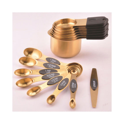 Coffee Spoon Cup with Scale Plate Sets Stainless Steel Gold Measuring Cup Set for Baking for Kitchen