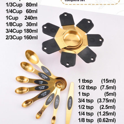 Coffee Spoon Cup with Scale Plate Sets Stainless Steel Gold Measuring Cup Set for Baking for Kitchen