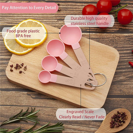 Measuring Cups and Spoons Set Stackable Handle Accurate Tablespoon for Measuring Dry and Liquid Ingredients