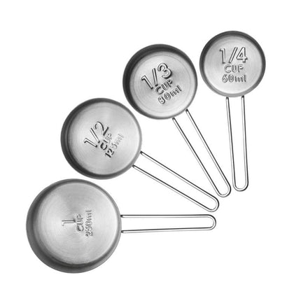 Measuring Spoons and Cups Set Stainless Steel Stackable Measuring Cups with Engraved Marking Ruler