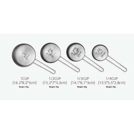 Measuring Spoons and Cups Set Stainless Steel Stackable Measuring Cups with Engraved Marking Ruler