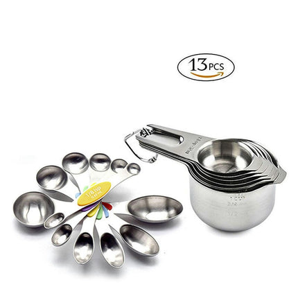 Measuring Cups and Spoons Set Nesting Stainless Steel Measuring Cups Set with Soft Touch Silicone Handles