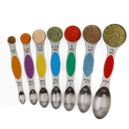 Magnetic Measuring Spoons Set With Leveler Stackable Stainless Steel Tablespoons for Baking Fits in Spice Jars