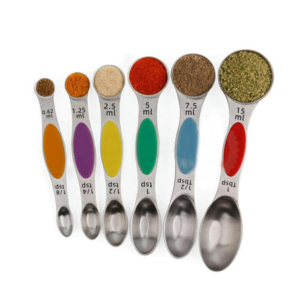 Magnetic Measuring Spoons Set With Leveler Stackable Stainless Steel Tablespoons for Baking Fits in Spice Jars