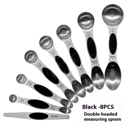 Magnetic Measuring Spoons Set With Leveler Stackable Stainless Steel Tablespoons for Baking Fits in Spice Jars