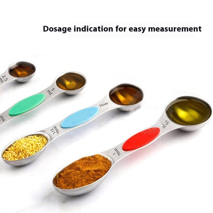 Magnetic Measuring Spoons Set With Leveler Stackable Stainless Steel Tablespoons for Baking Fits in Spice Jars