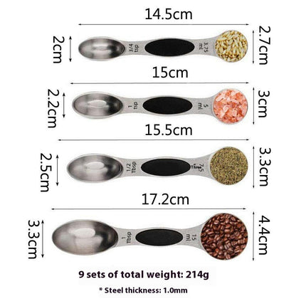 Magnetic Measuring Spoons Set With Leveler Stackable Stainless Steel Tablespoons for Baking Fits in Spice Jars