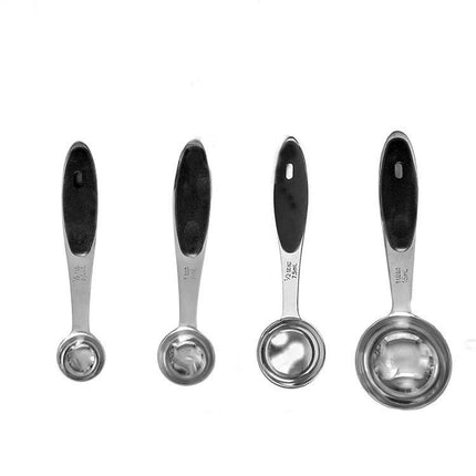 Nesting Stainless Steel Measuring Cups Sets with Soft Touch Silicone Handles and Accurate Tablespoon