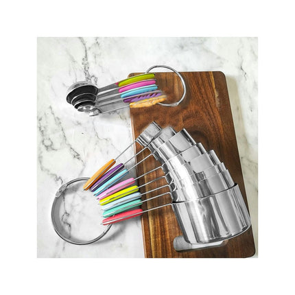 Measuring Cups and Spoons Set Includes Stainless Steel Plastic Measuring Cup for Dry and Liquid Ingredients