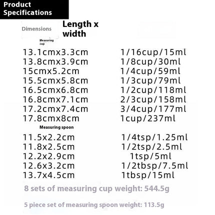 Measuring Cups and Spoons Set Includes Stainless Steel Plastic Measuring Cup for Dry and Liquid Ingredients