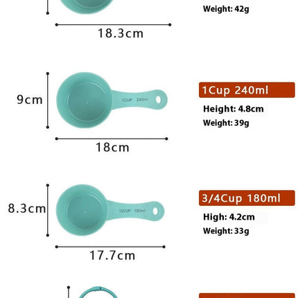 Measuring Spoons and Cups Set of Piece Nesting Plastic Measuring Cups Set For Measuring Dry and Liquid Ingredients