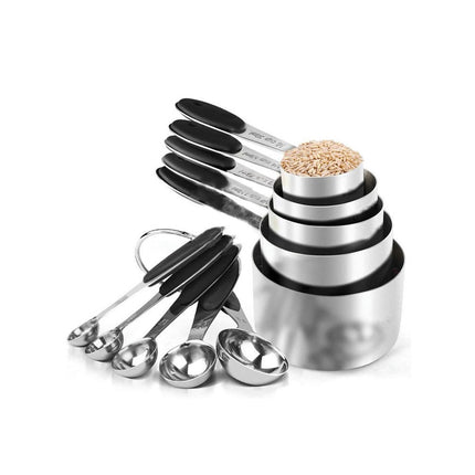 Measuring Cups and Spoons Set Of Piece Nesting Stainless Steel Measuring Cups Set With Soft Touch Silicone Handles